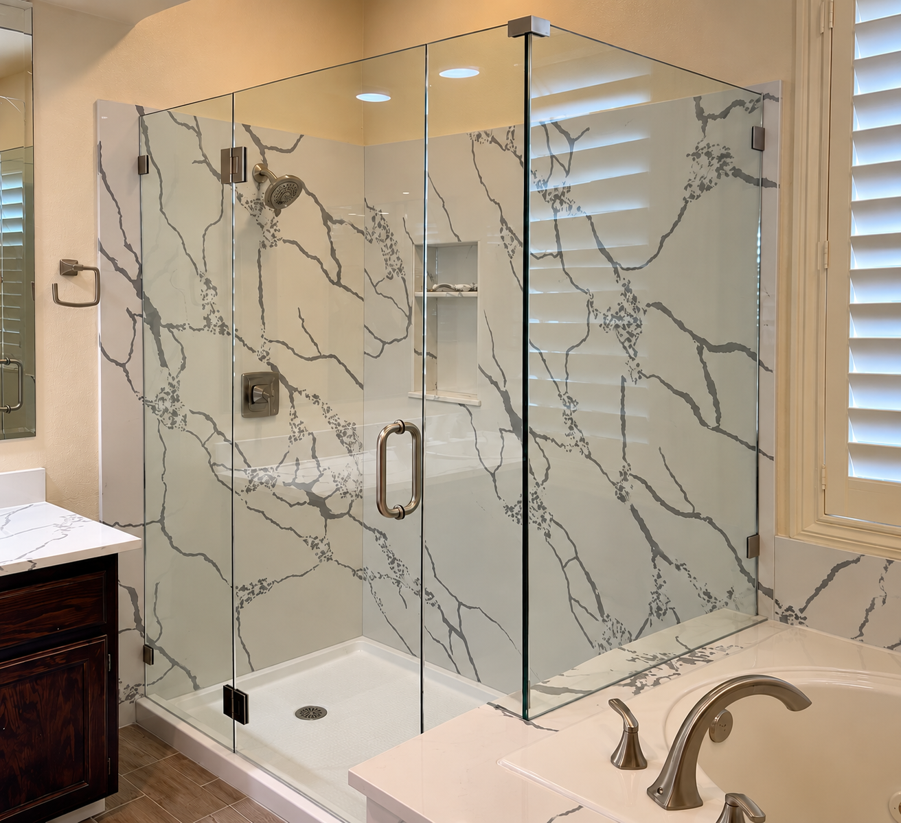Custom corner shower
