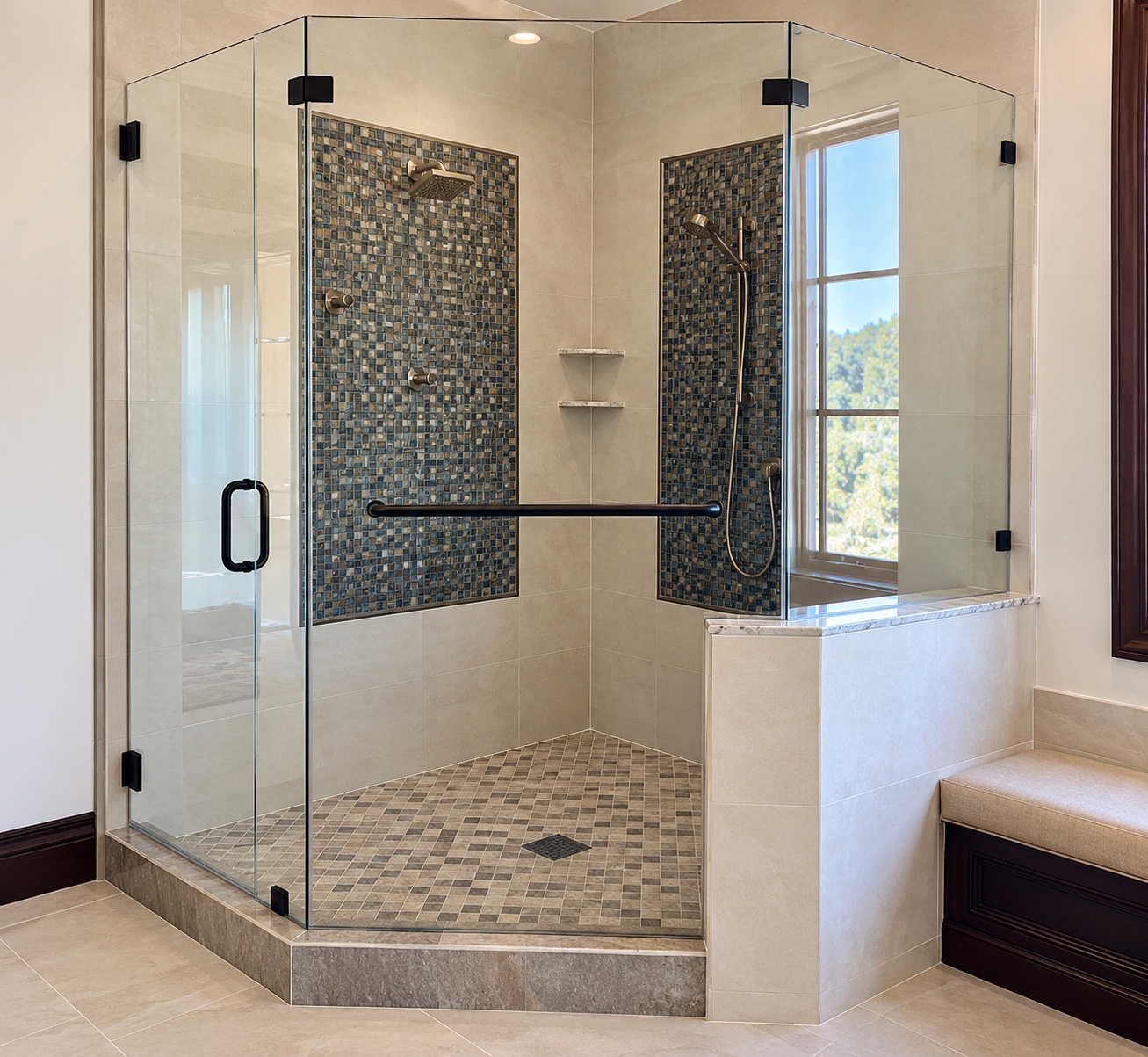 Custom glass shower enclosure